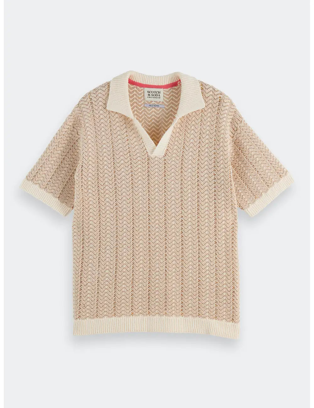 Knitted V Neck Polo flat lay front view by Scotch & Soda