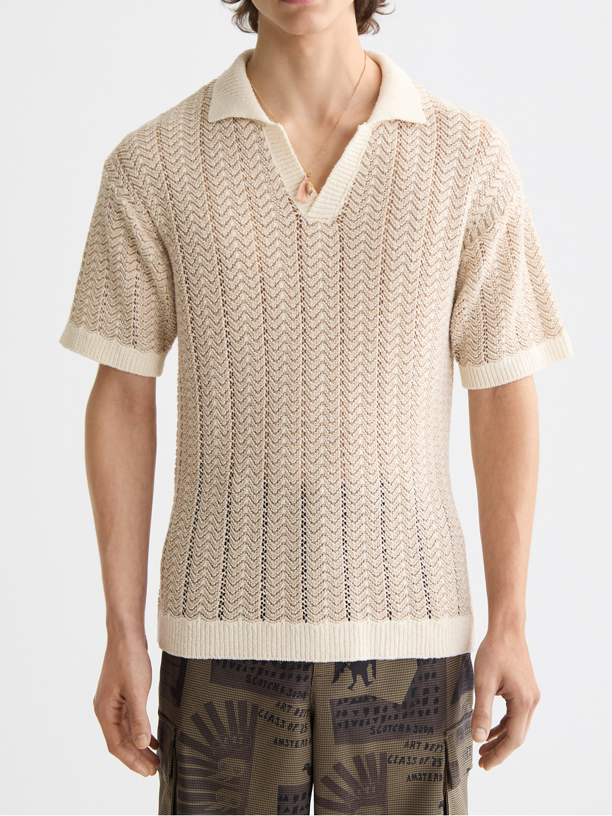 knitted v-neck polo