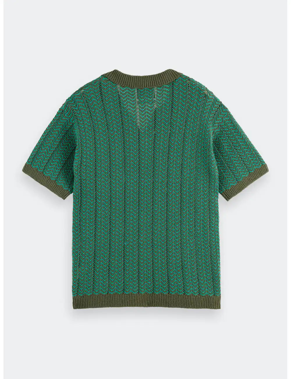 Knitted V Neck Polo flat lay back view by Scotch & Soda