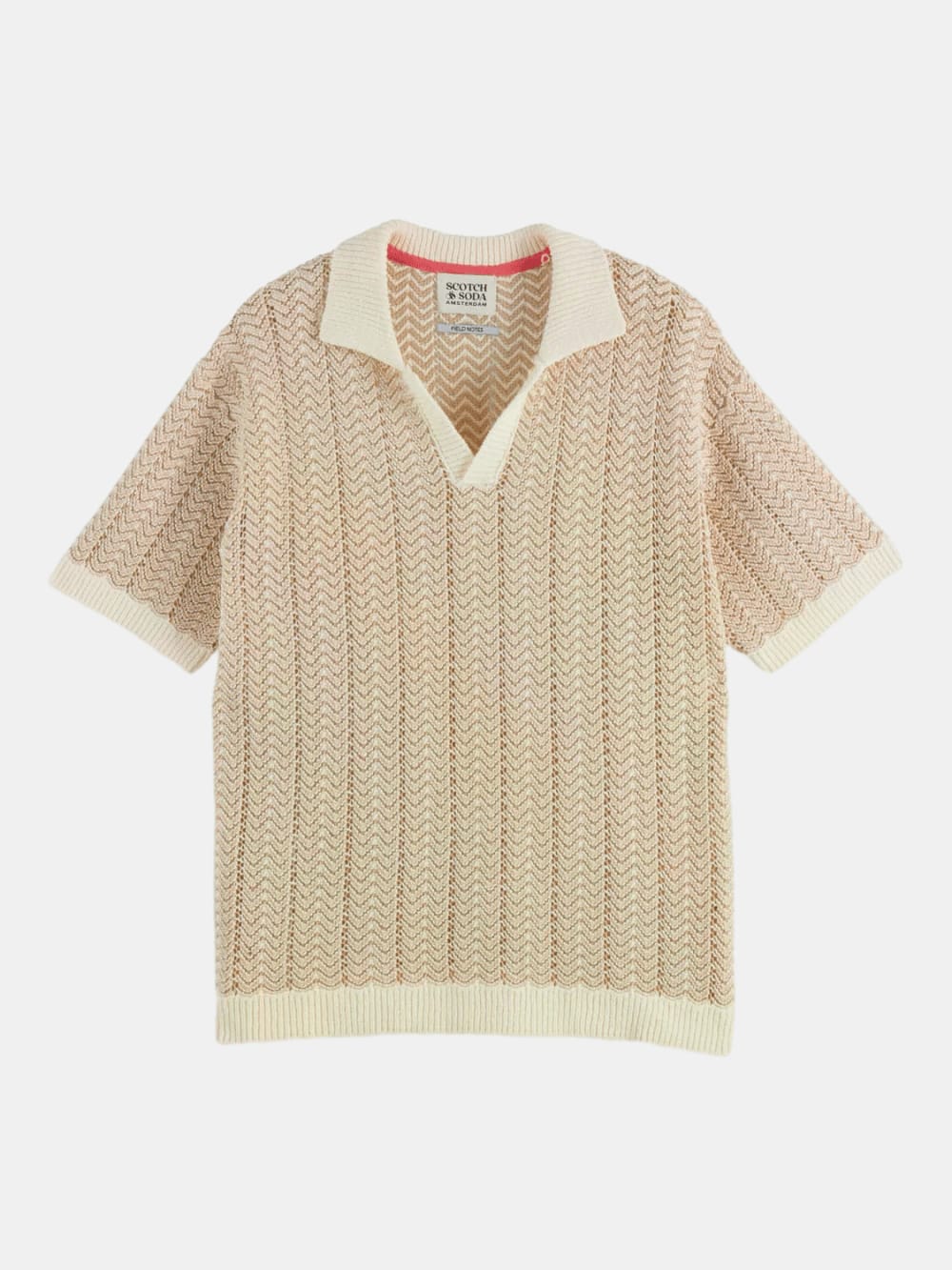 Open structured knitted v-neck polo - Scotch & Soda