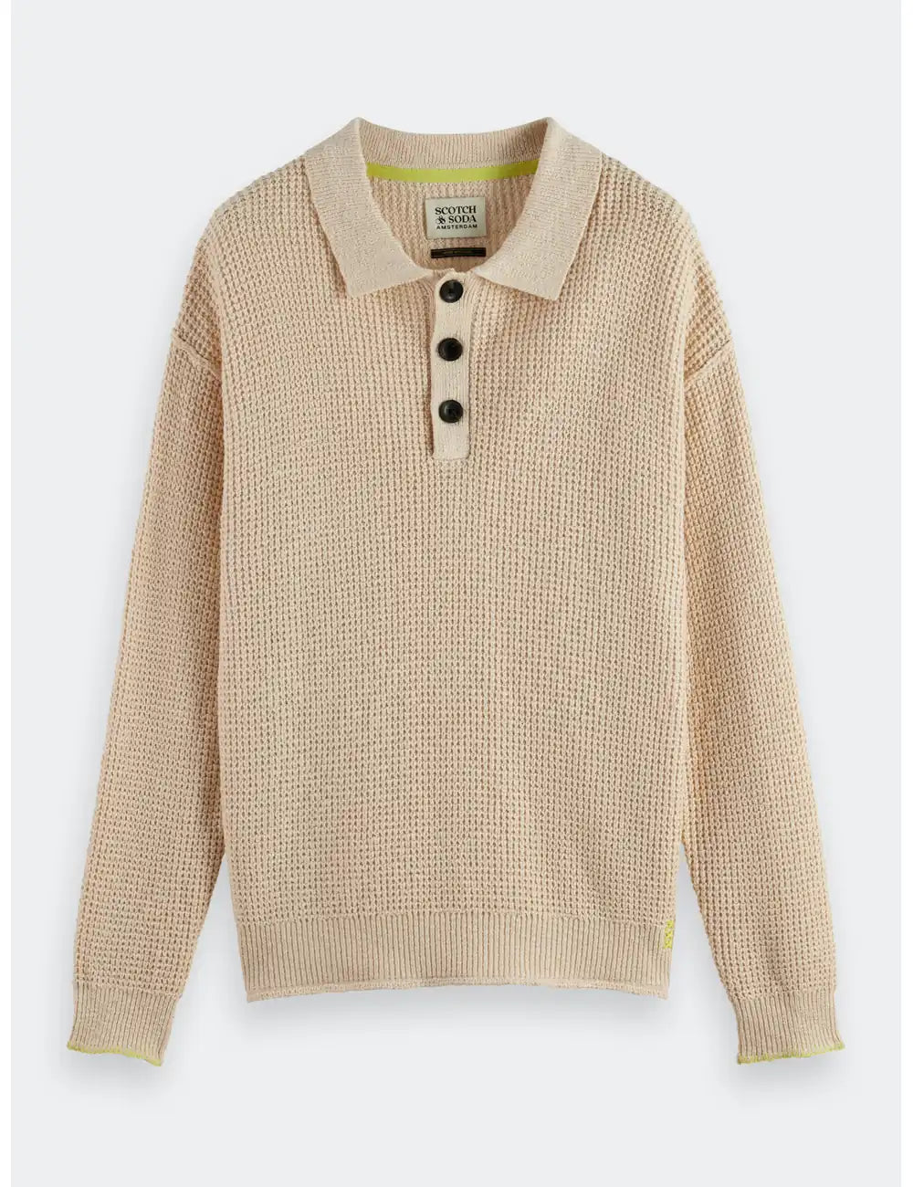 Waffle Stitch Dropped Shoulder flat lay front view by Scotch & Soda