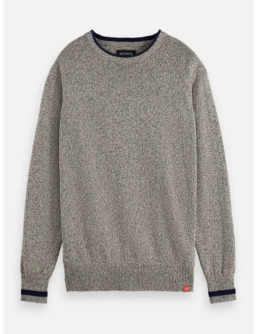 Melange Regular Fit Crew Neck front view showing fit and finish by Scotch & Soda