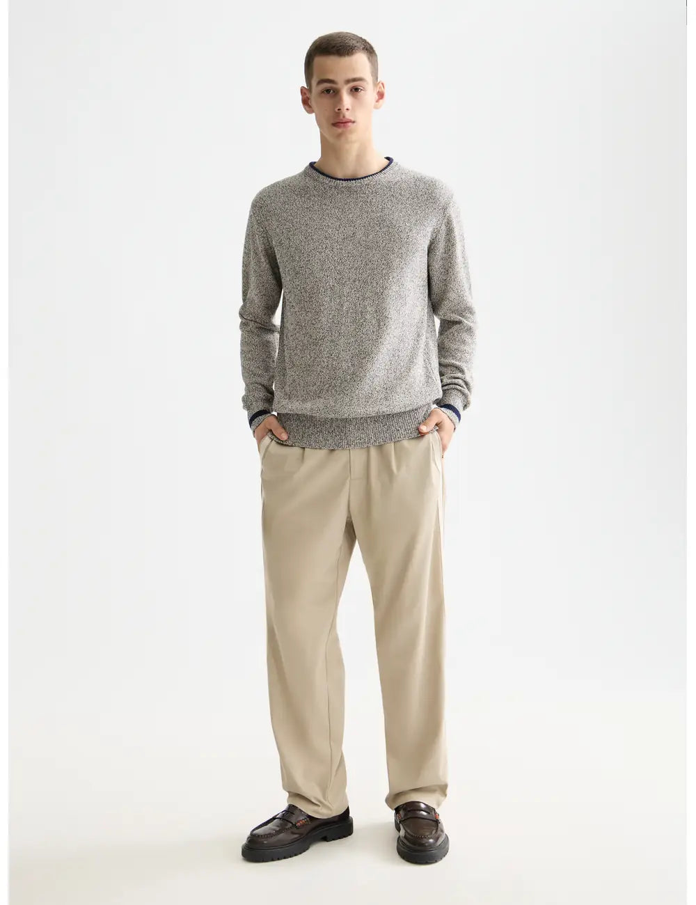 Melange Regular Fit Crew Neck front view showing fit and finish by Scotch & Soda