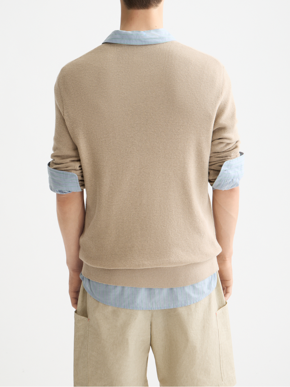 Linen blend crew neck