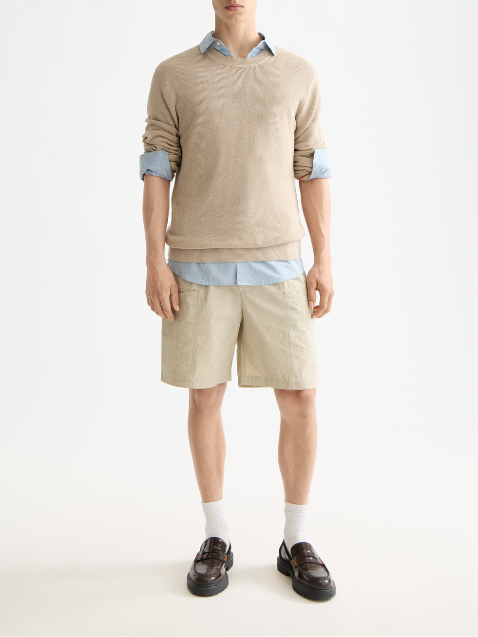 Linen blend crew neck