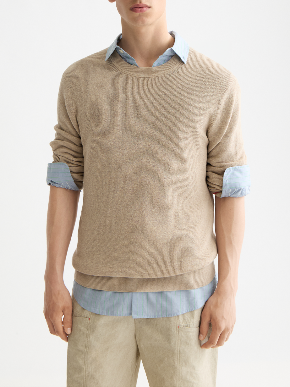 Linen blend crew neck