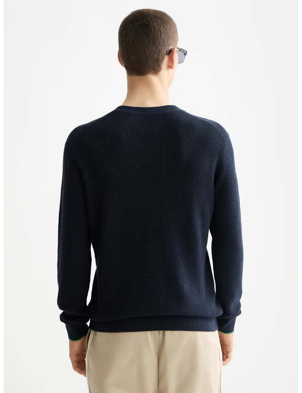 Linen Blend Crew Neck detail shot showing fabric and craftsmanship by Scotch & Soda