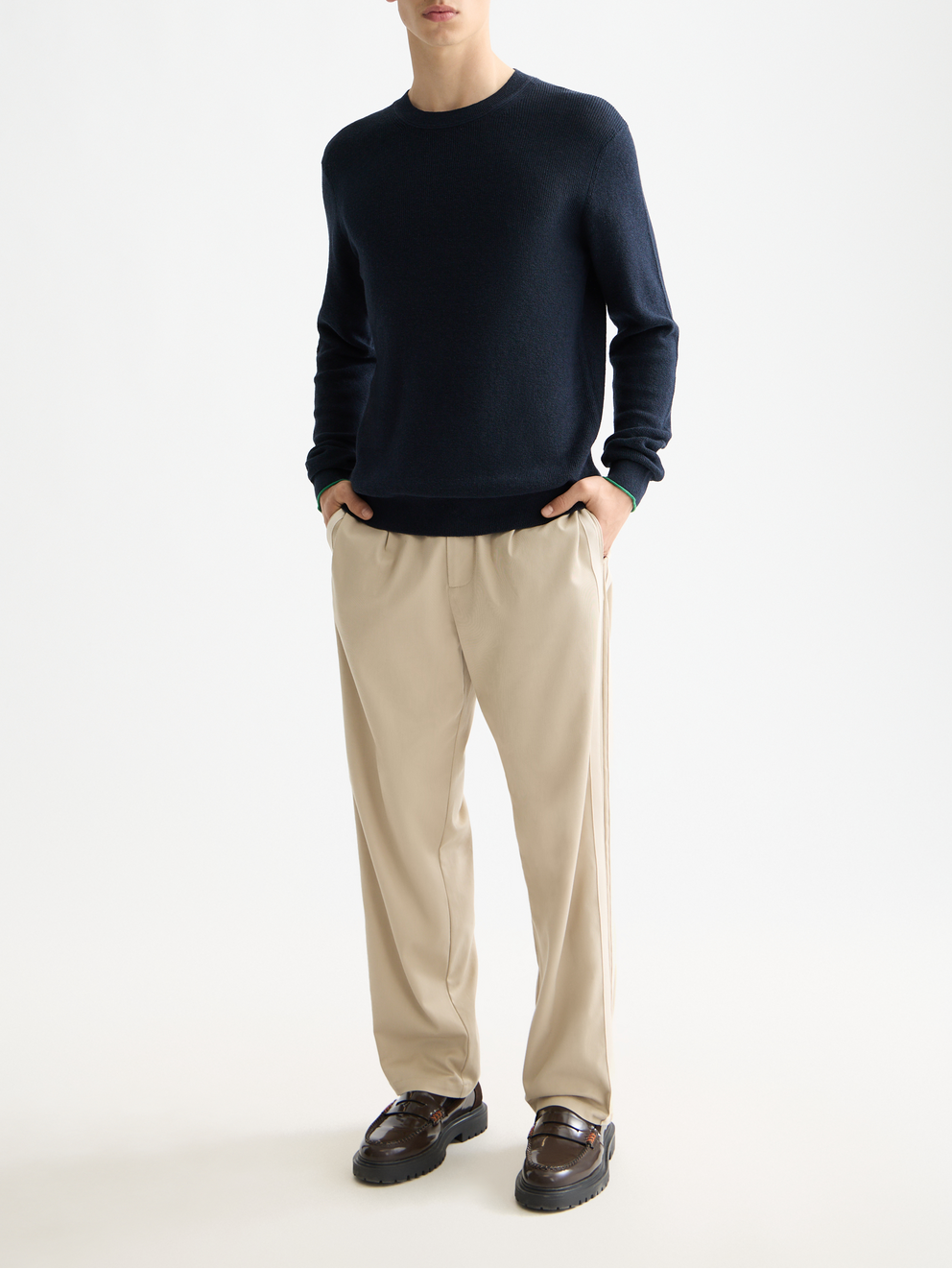 Linen blend crew neck