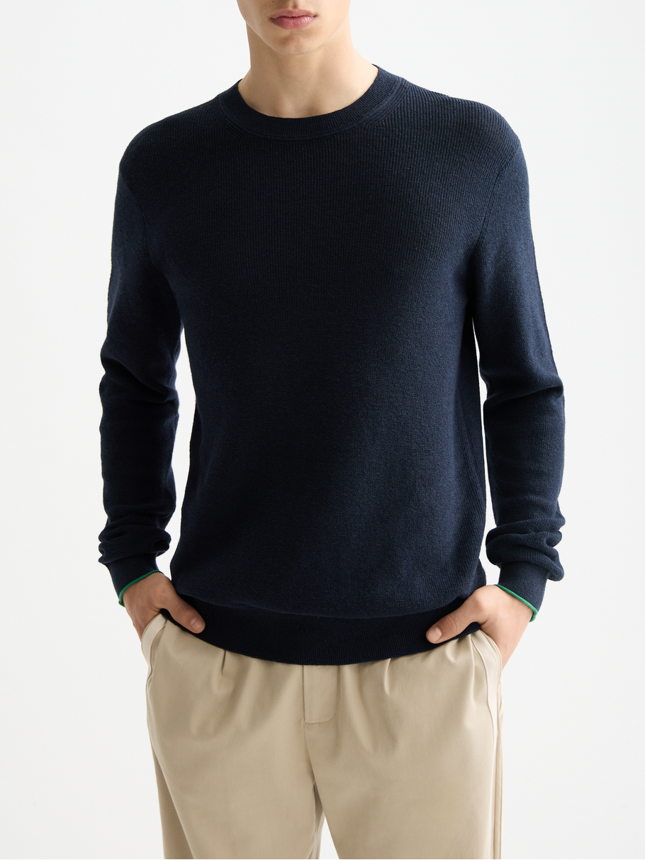 Linen blend crew neck