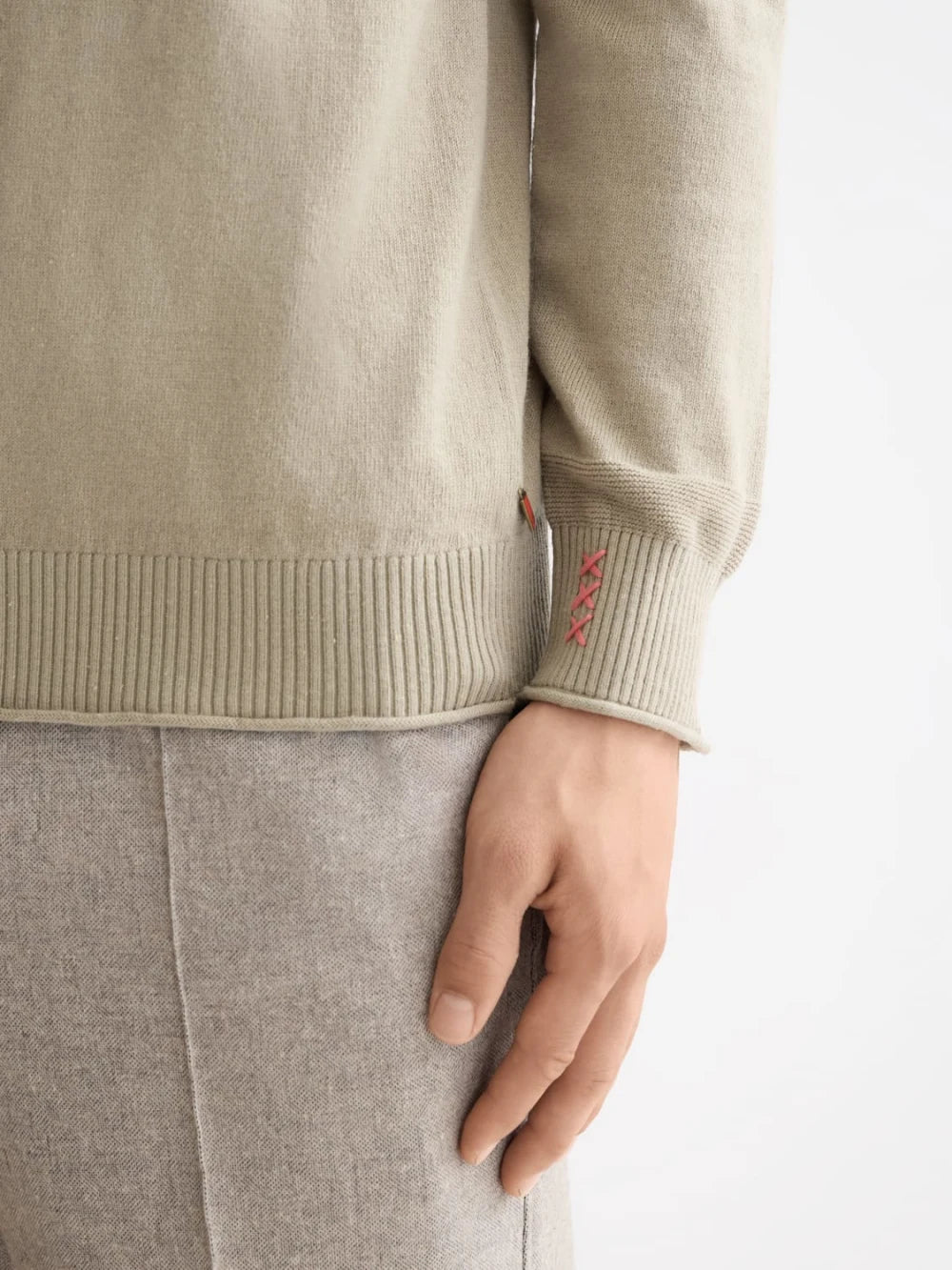 Neps Wool Pullover close-up on model showing fit and detail by Scotch & Soda