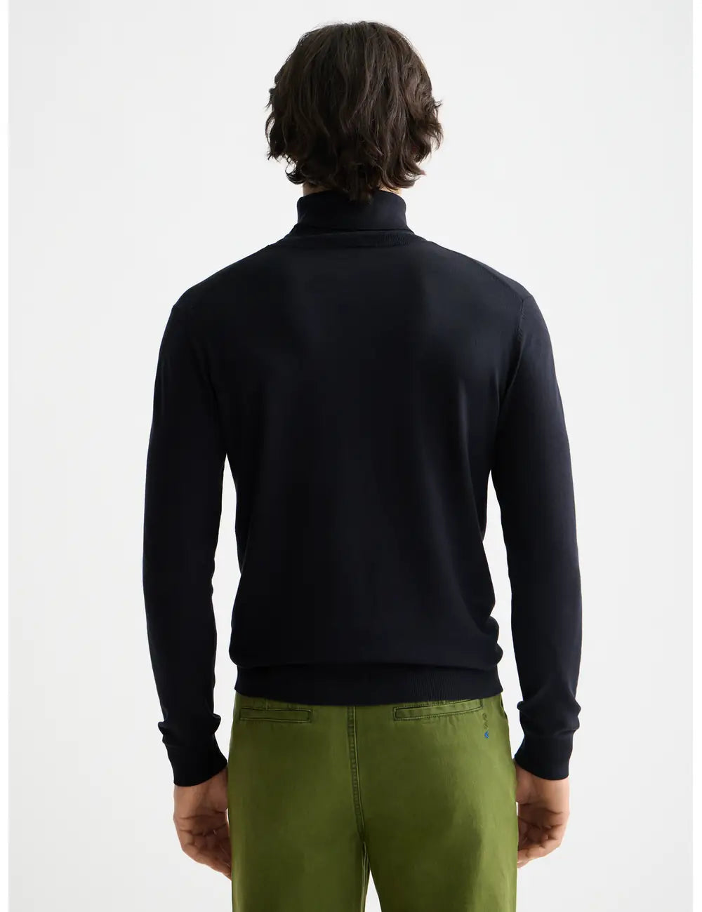 Ecovero Turtleneck Sweater detail shot showing fabric and craftsmanship by Scotch & Soda