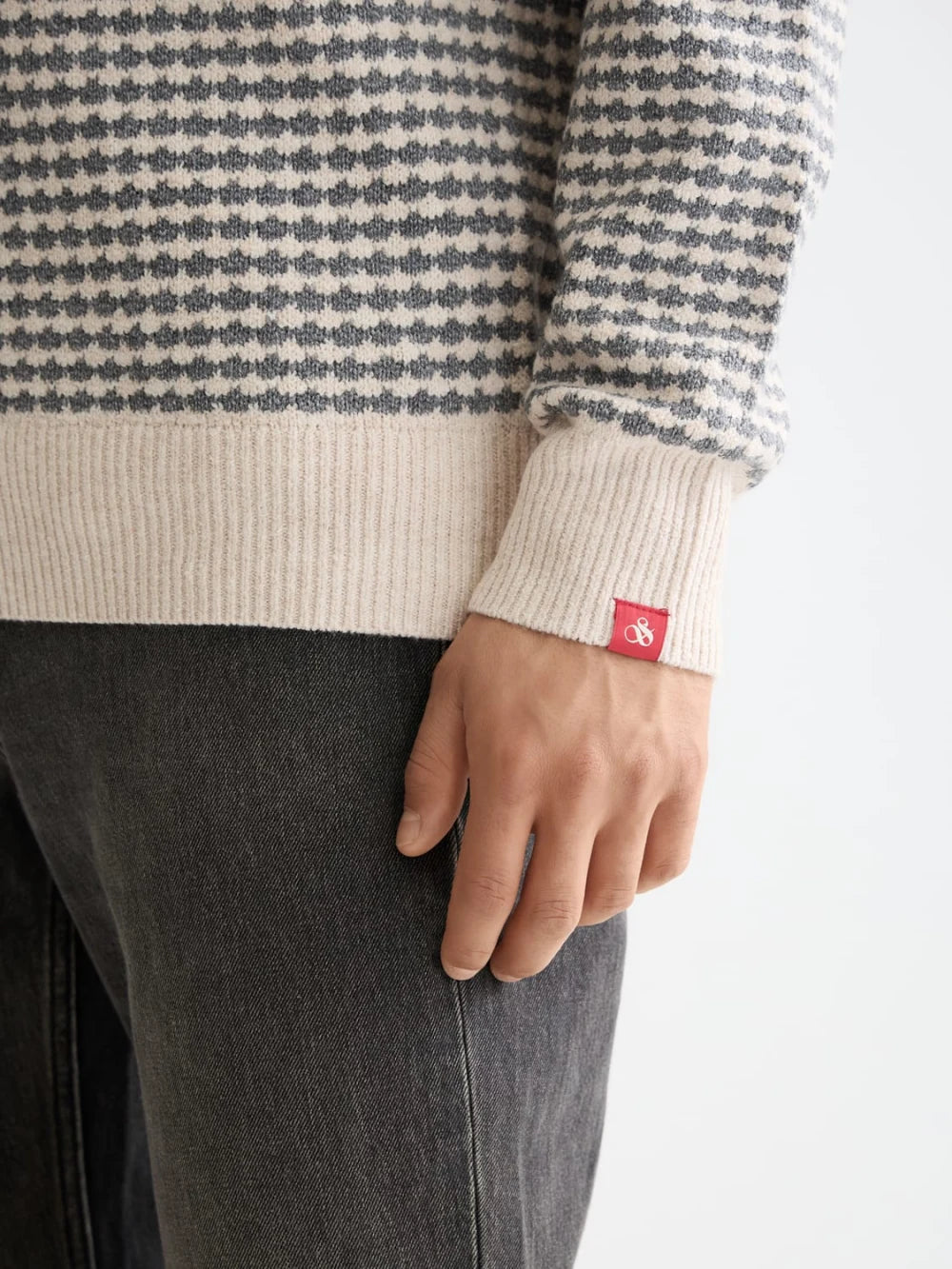 chenille-dropped-shoulder-pullover detail shot by Scotch & Soda