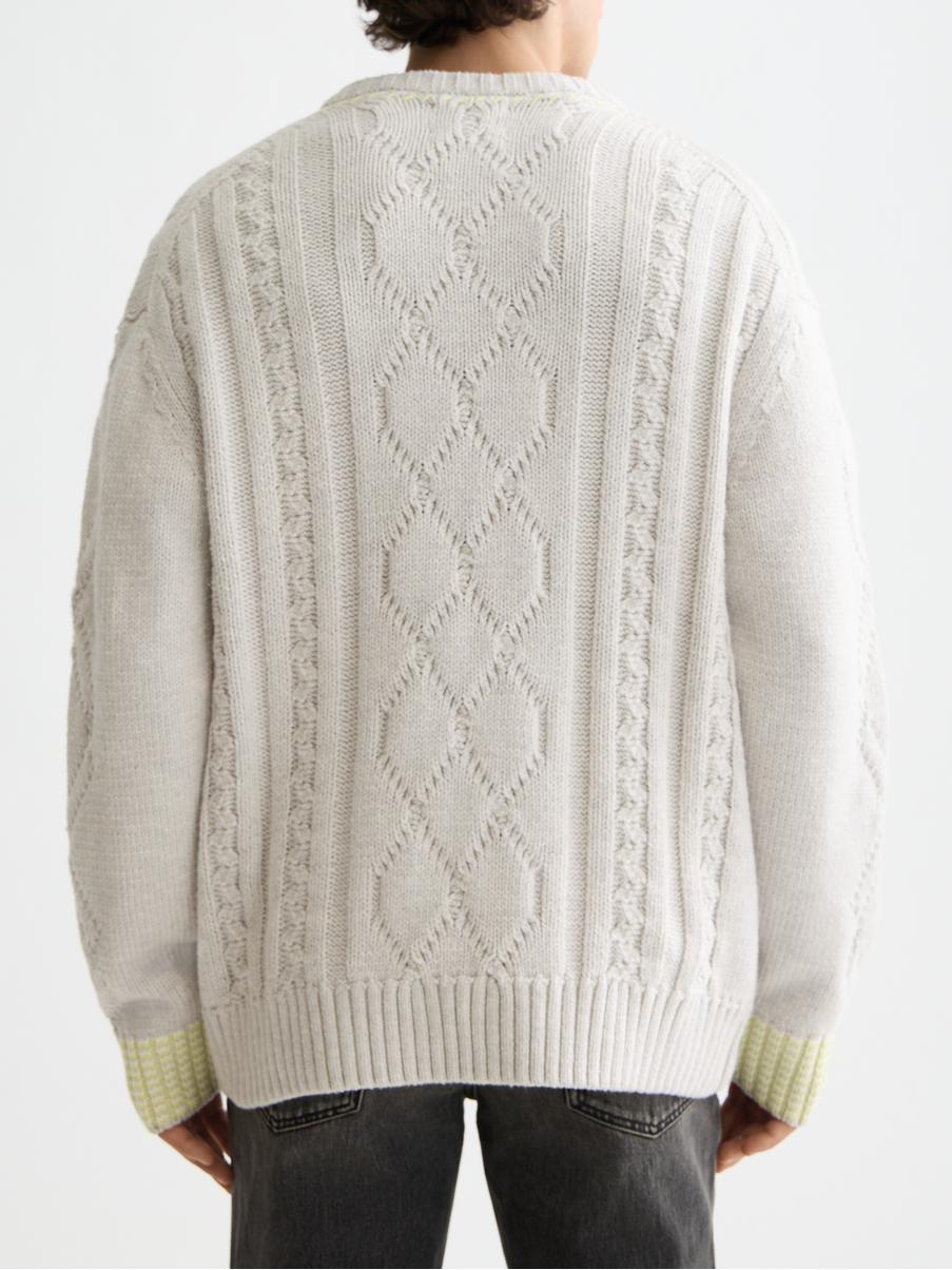 V-Neck chunky cable loose pullover