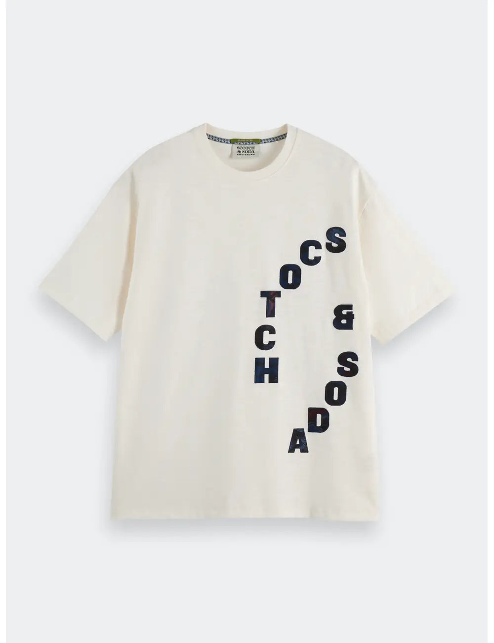 Loose Fit Applique Tee flat lay front view by Scotch & Soda
