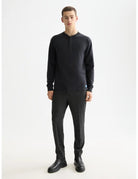 Slub Henley T-shirt LS front view showing fit and finish by Scotch & Soda