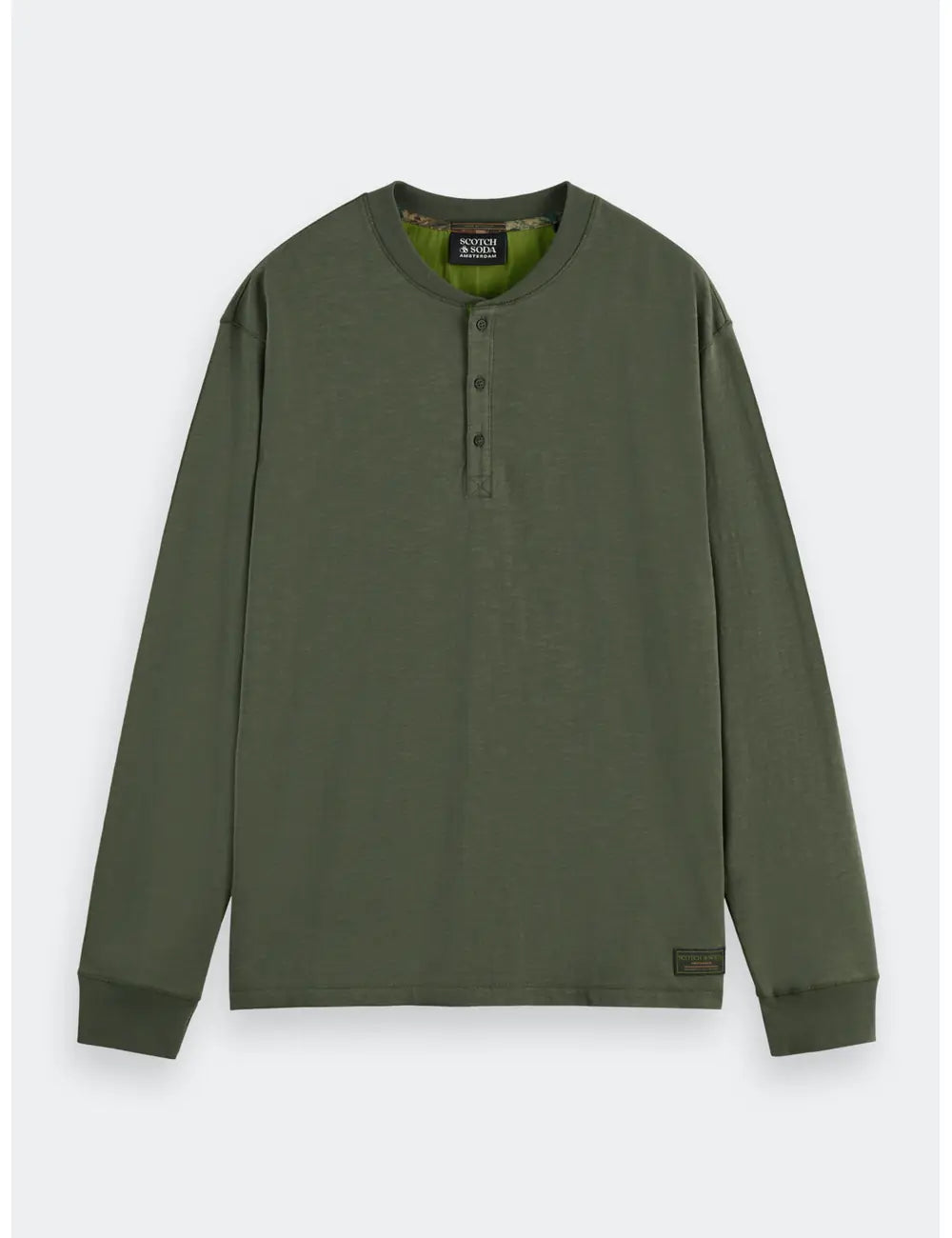 Slub Henley Shirt flat lay front view by Scotch & Soda