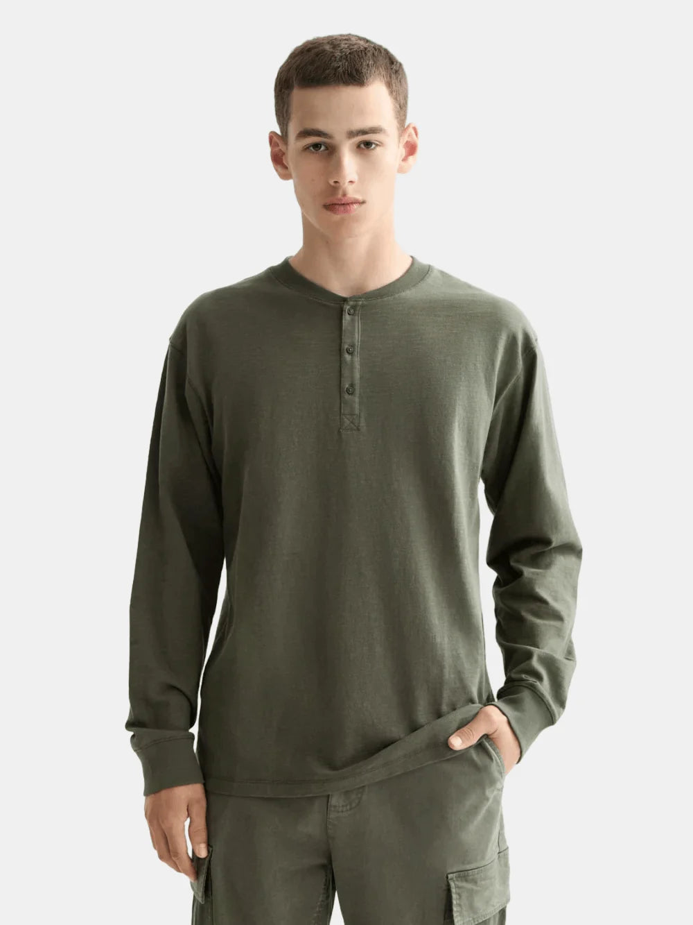 slub-henley-t-shirt-ls front view by Scotch & Soda