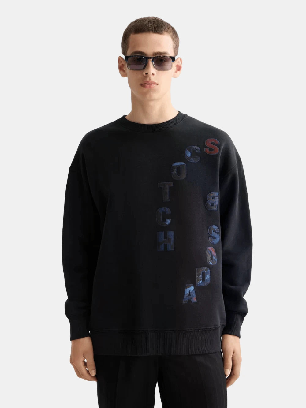 loose-fit-applique-sweatshirt front view by Scotch & Soda