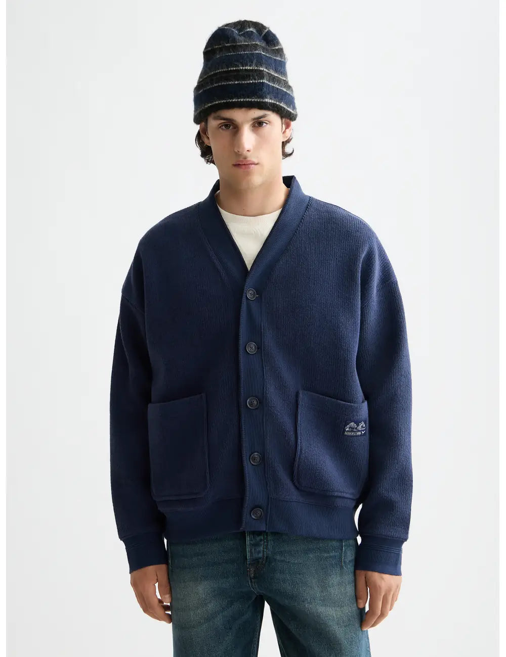 Loose Fit Sweatshirt close-up on model showing fit and detail by Scotch & Soda