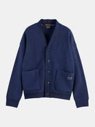loose-fit-button-down-sweatshirt front view by Scotch & Soda