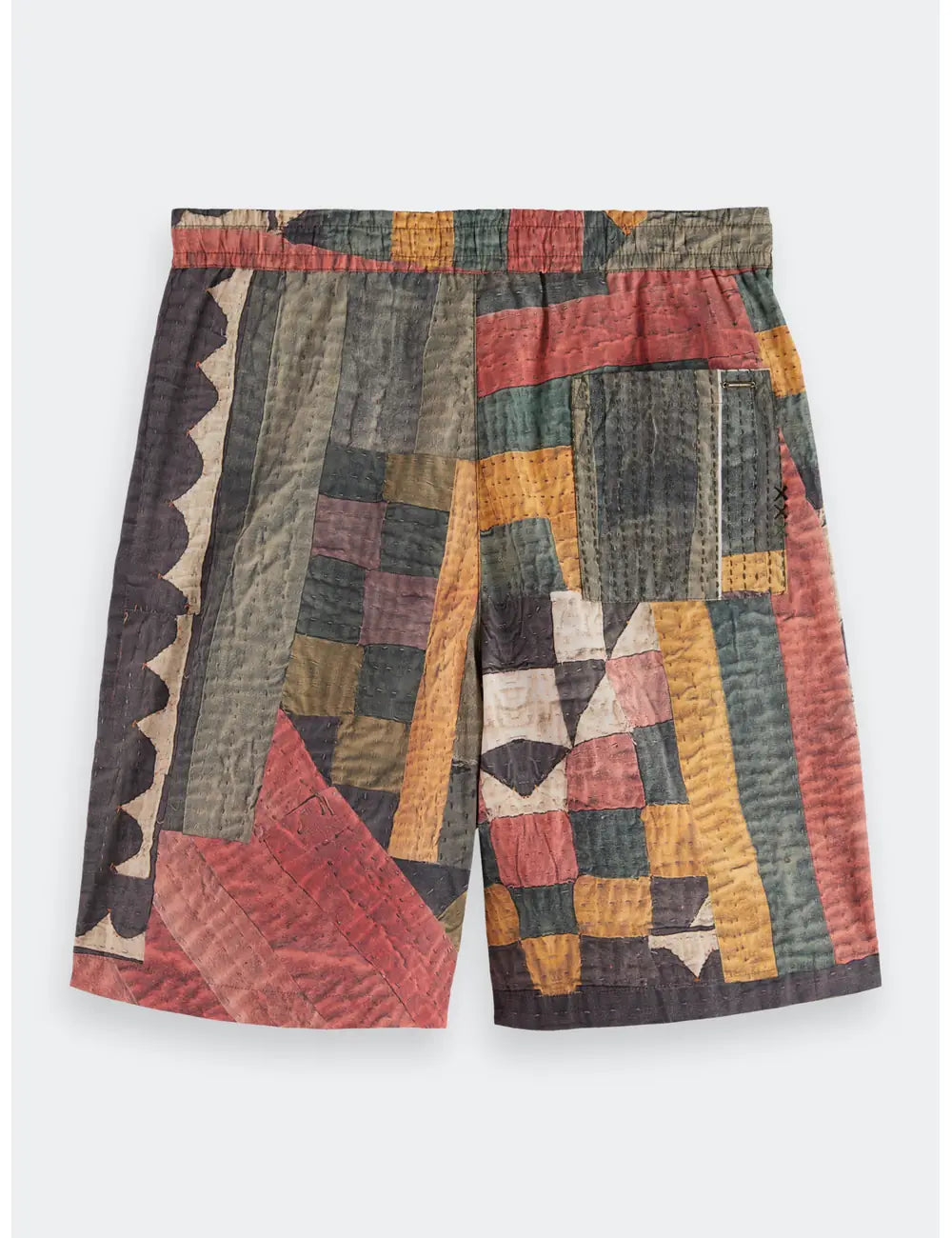 Patchwork Cotton Bermuda flat lay back view by Scotch & Soda