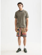 Patchwork Cotton Bermuda full model shot showing overall fit by Scotch & Soda