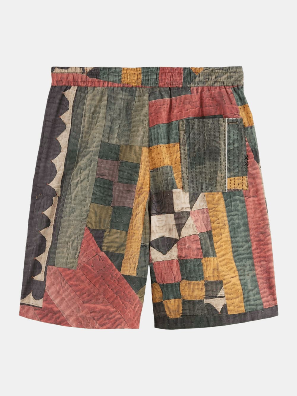 printed-patchwork-cotton-poplin-loose-fit-bermuda back view by Scotch & Soda