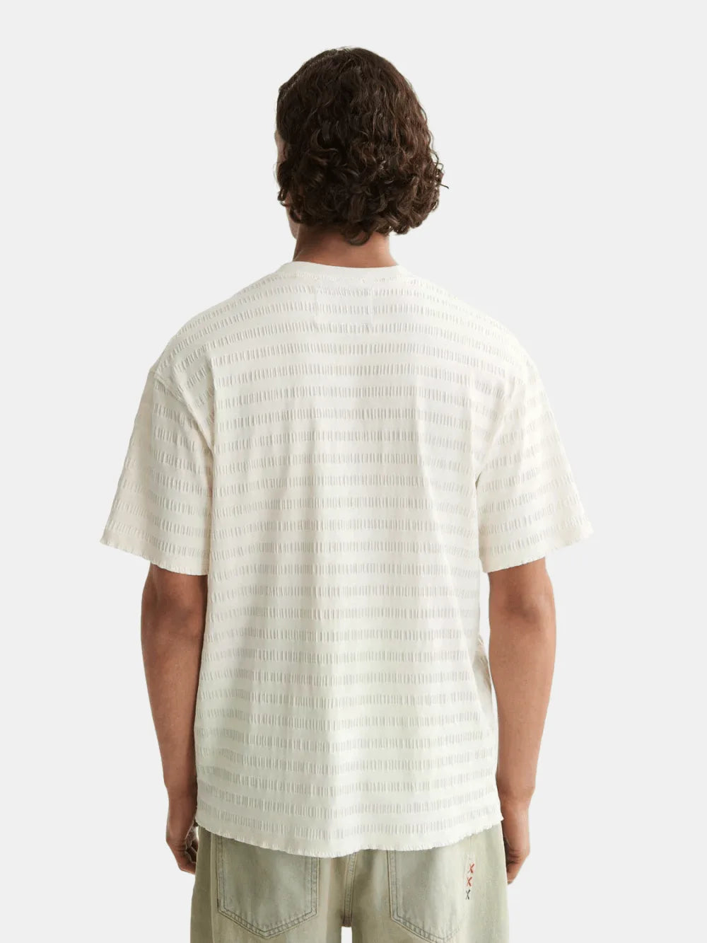 relaxed-fit-horizontal-textured-t-shirt-1 back view by Scotch & Soda