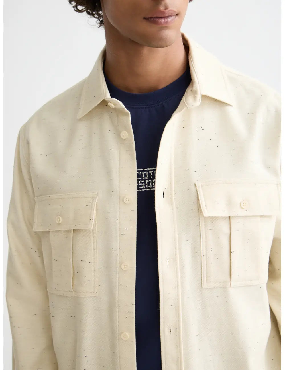 Melange Relaxed-fit Shirt detail shot of fabric and craftsmanship by Scotch & Soda