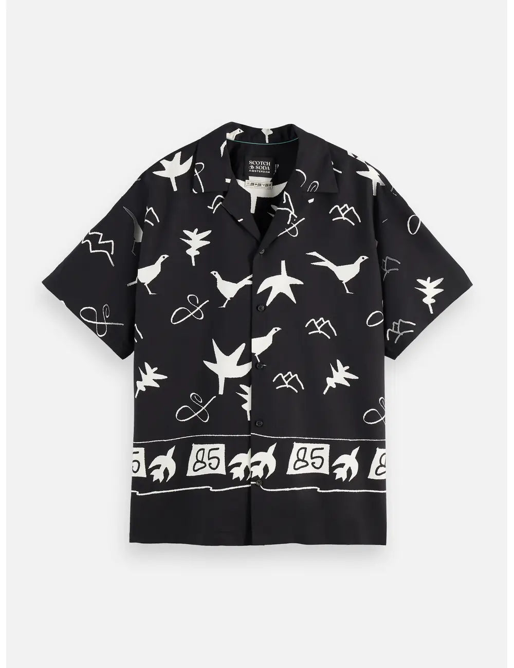 Print Short Sleeved Shirt flat lay front view by Scotch & Soda