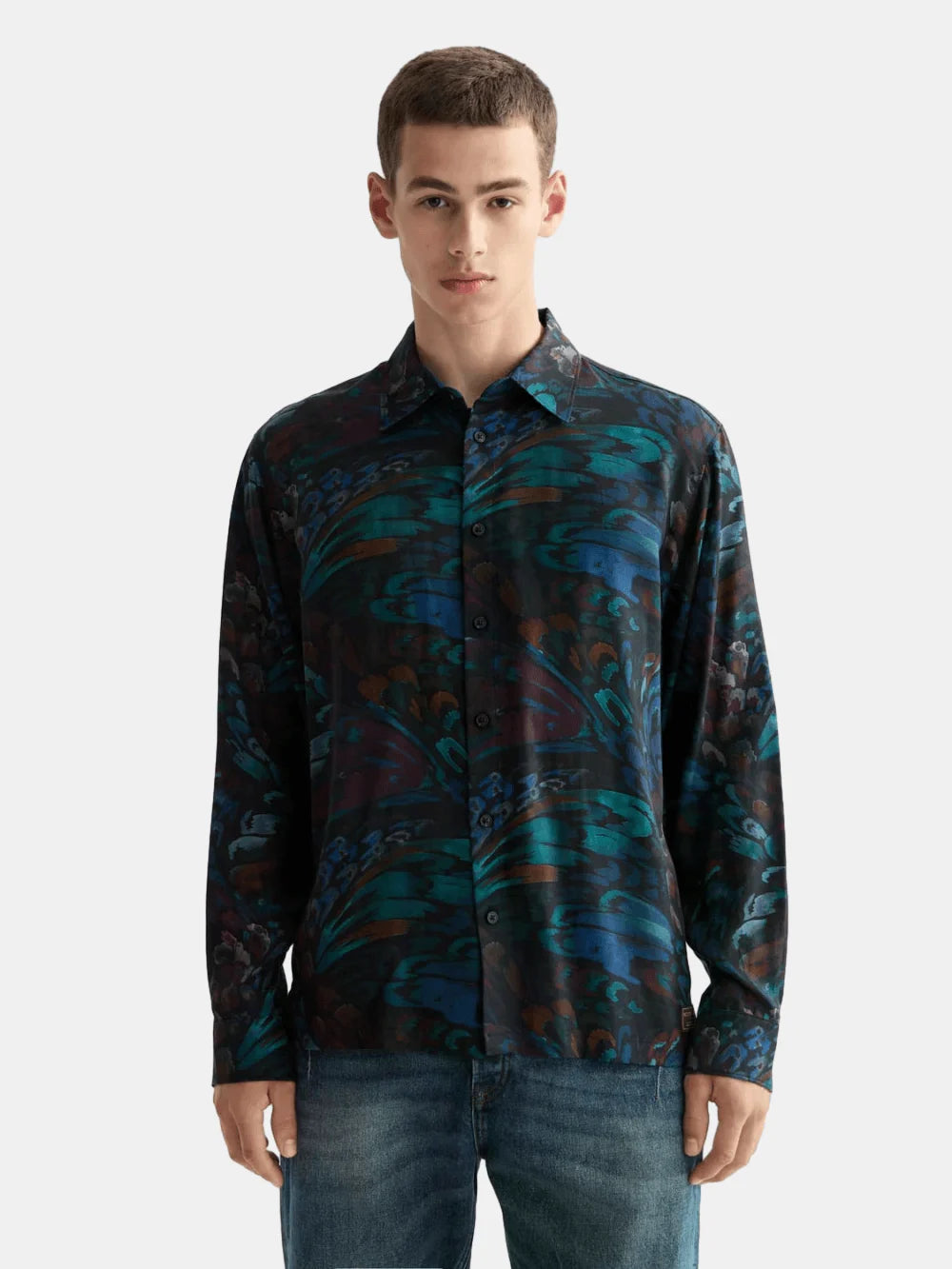 printed-relaxed-fit-shirt front view by Scotch & Soda