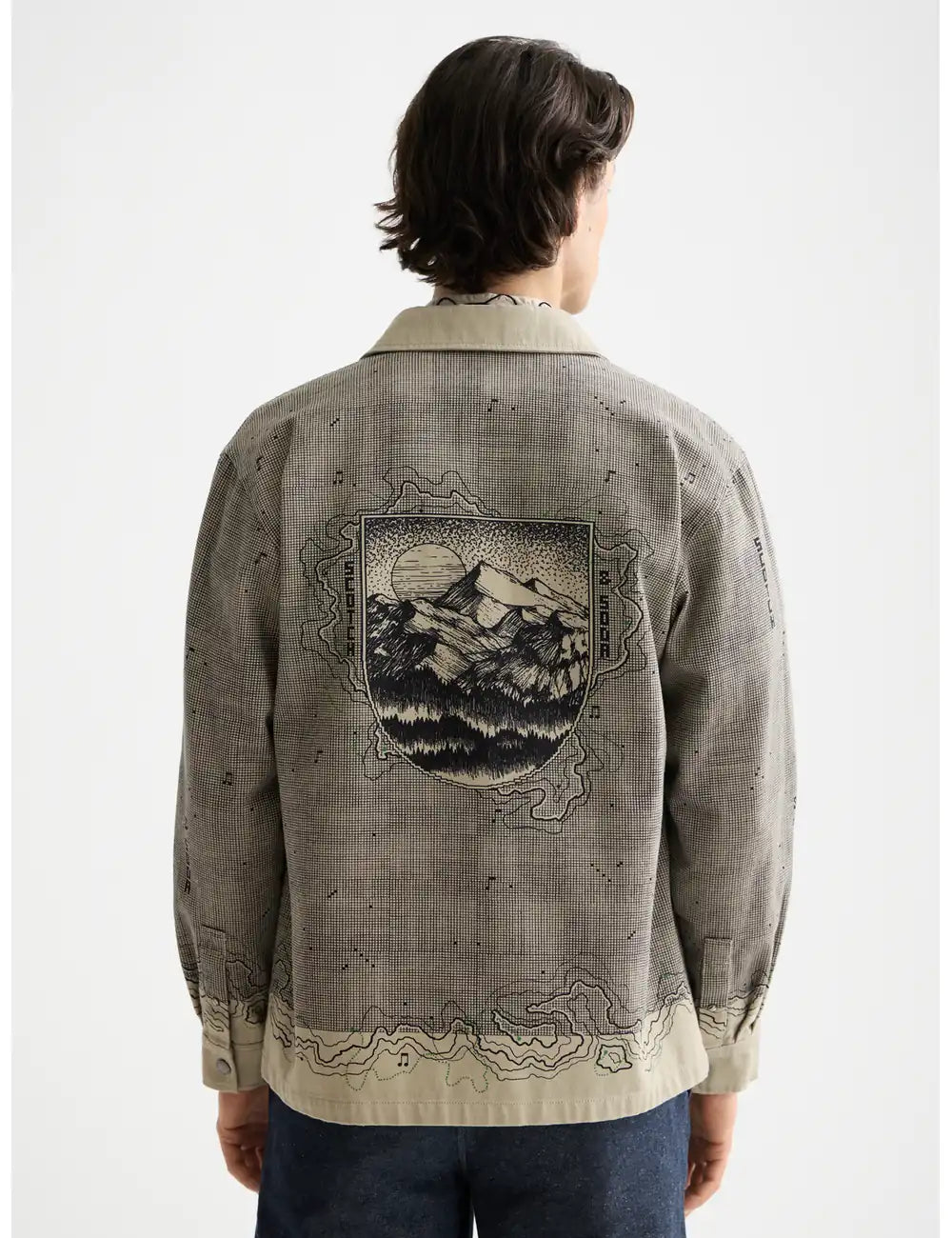Placement Graphic Overshirt back view showing fit and finish by Scotch & Soda
