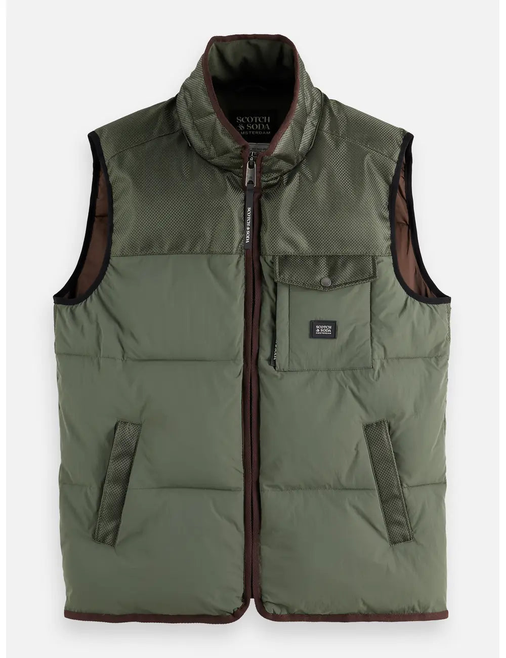 Hooded Puffer Vest detail shot of fabric and craftsmanship by Scotch & Soda