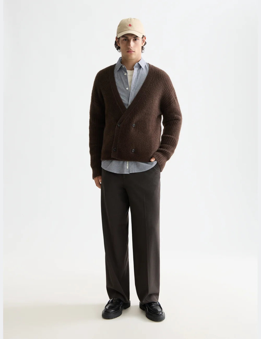 Hairy Cardigan full model shot showing overall fit by Scotch & Soda
