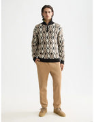 Argyles Jacquard Pullover full model shot showing overall fit by Scotch & Soda