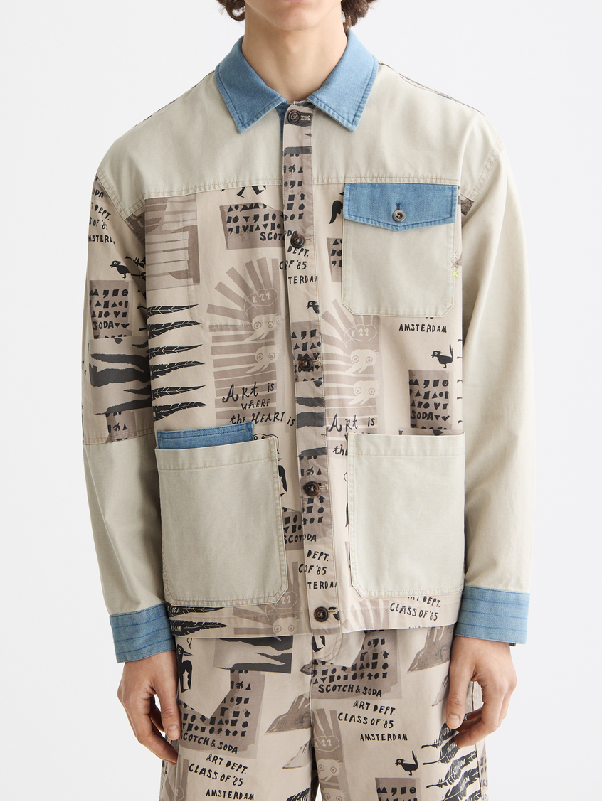 Printed block worker jacket