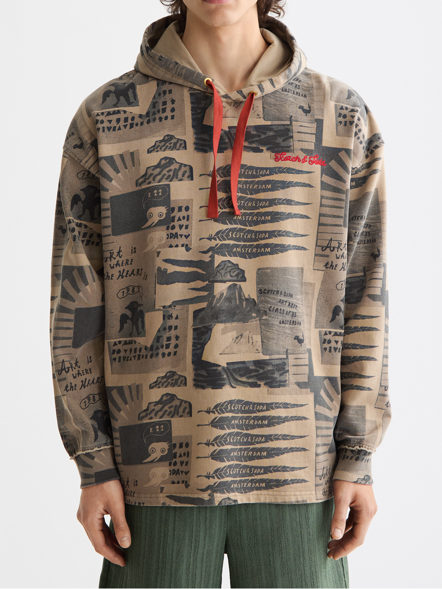 overdyed printed hoodie