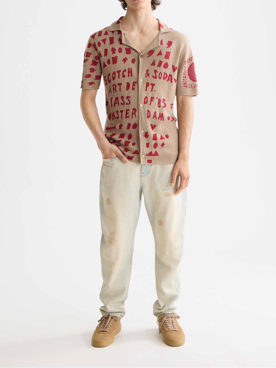 Jacquard knitted shirt