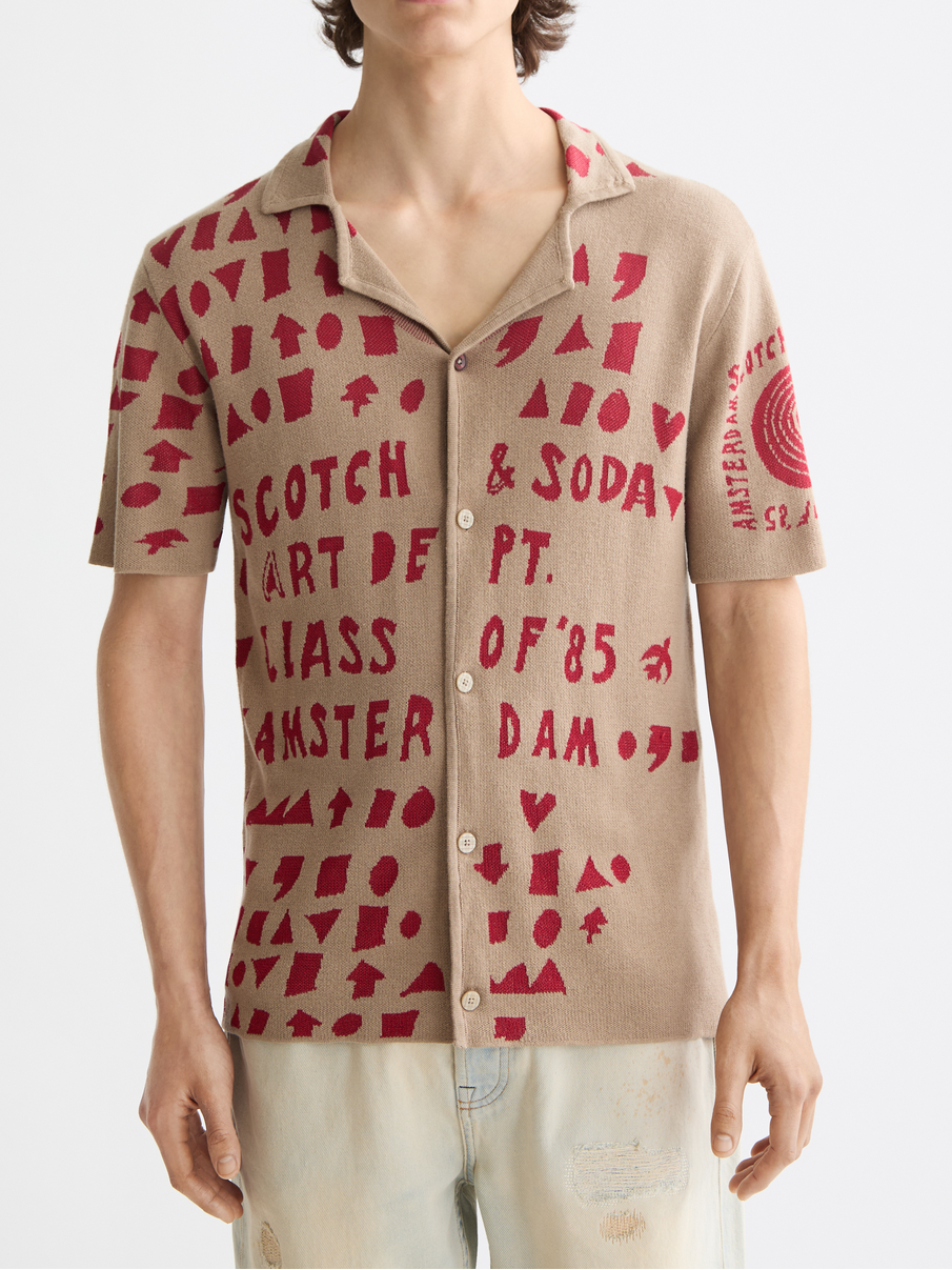 Jacquard knitted shirt