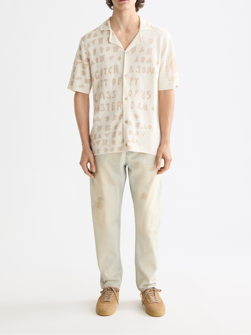 Jacquard knitted shirt