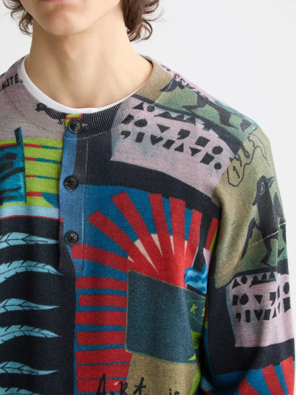 Relaxed-fir Printed Henley Detail - Scotch & Soda