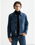 Denim Trucker Jacket close-up on model showing fit and detail by Scotch & Soda