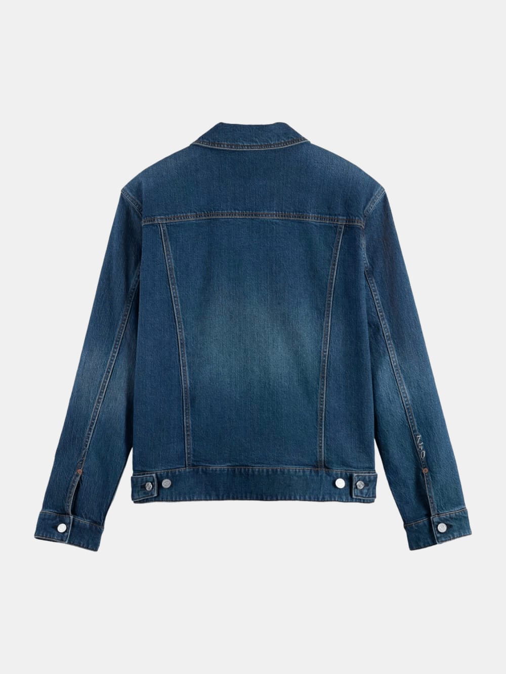 denim-trucker-jacket-let-it-rain-750-years-celebration back view by Scotch & Soda