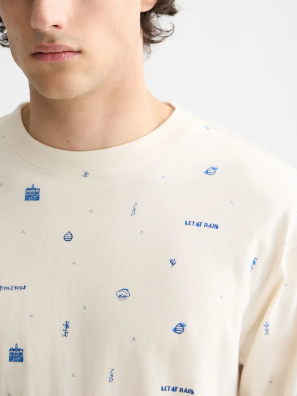 750-years-celebration-relaxed-fit-allover-printed-tee detail shot by Scotch & Soda