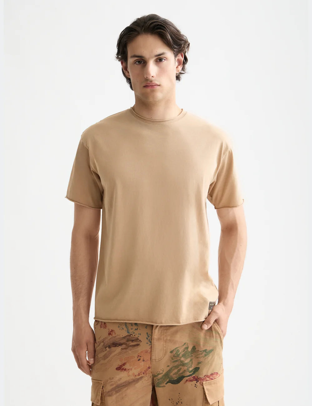 Raw Edge T Shirt close-up on model showing fit and detail by Scotch & Soda