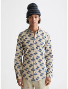 Slim Fit Printed Shirt close-up on model showing fit and detail by Scotch & Soda