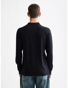 Knitted Long Sleeve Polo detail shot showing fabric and craftsmanship by Scotch & Soda