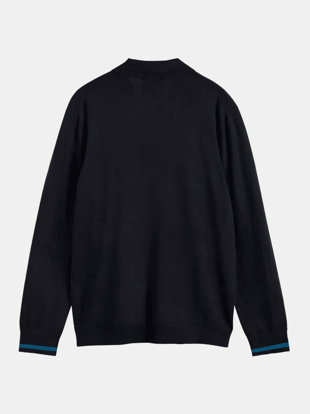 Ecovero Blend Knitted Long Sleeve Polo back view showing fit and finish by Scotch & Soda