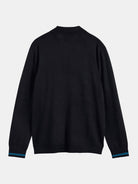 Ecovero Blend Knitted Long Sleeve Polo back view showing fit and finish by Scotch & Soda