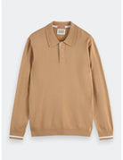 Knitted Long Sleeve Polo flat lay front view by Scotch & Soda